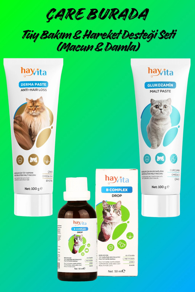 Çare Burada Tüy Bakım & Hareket Desteği Seti (B Complex Drop, Anti-Hair Loss ...