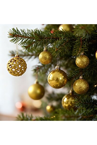OEM Set de ornamente pentru brad – 100 de globuri + varf stea – auriu