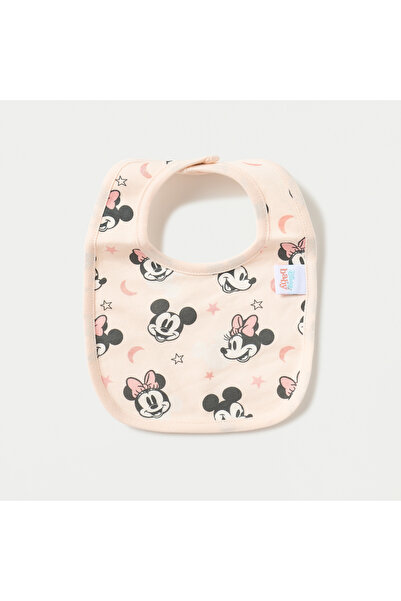 Disney All-Over Mickey and Minnie Mouse Print Bib with Snap Button Closure