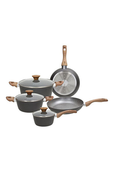 Tognana 8-Piece Cookware Set Pots & Pans Great Stone Grey -