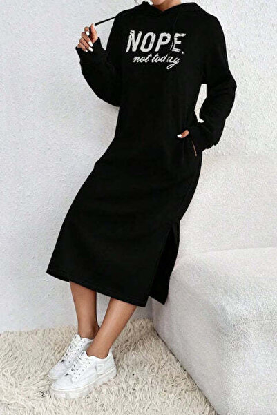 StreetWear Outlet Women's Hoodie Dress with Printed Inspirational Message