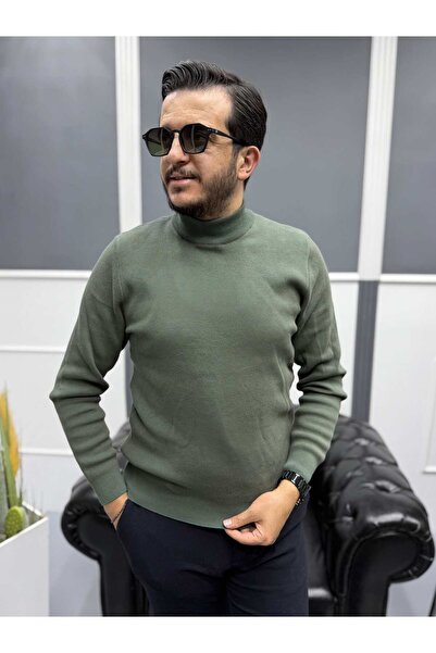 Avni Ceylan Modern Men's Slim Fit Turtleneck 100% Cotton Pique Knit Sweater