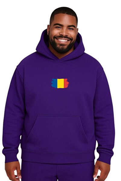 BENROMA سويت شيرت مطبوع عليه رومانيا مقاس كبير للجنسين