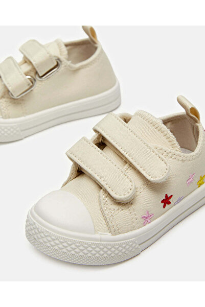 REDTAG Infant Girls Beige Floral Embroidery Sneaker