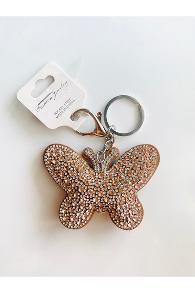 Ustaeller Keychain and Bag Accessory Butterfly Figure Decorated with Stones on It