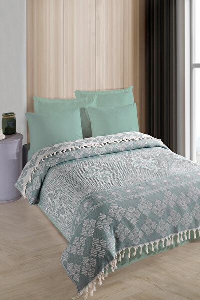 Enlora Home Çok Amaçlı Pike Seti Çift Kişilik Osmanlı Yeşil (3 Parça)