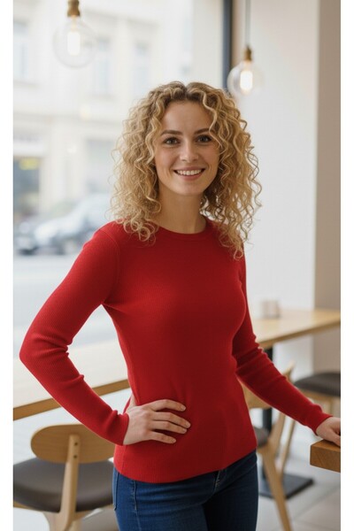 moda felinya Women's Round Neck Red Color Tie-Dye Body