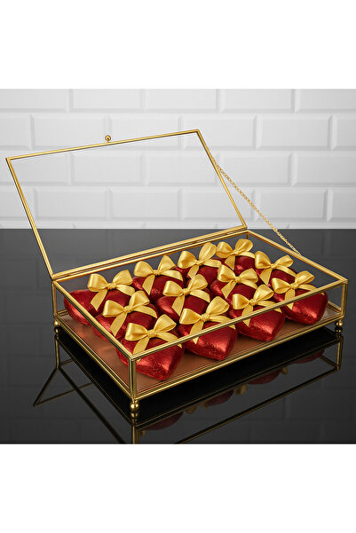 akdeniz home 225-ATA Metal Ayaklı Büyük Boy Cam Sandık - Karışık Takı Makyaj ...