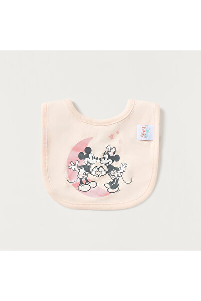 Disney Mickey and Minnie Mouse Print Bib with Snap Button Closure