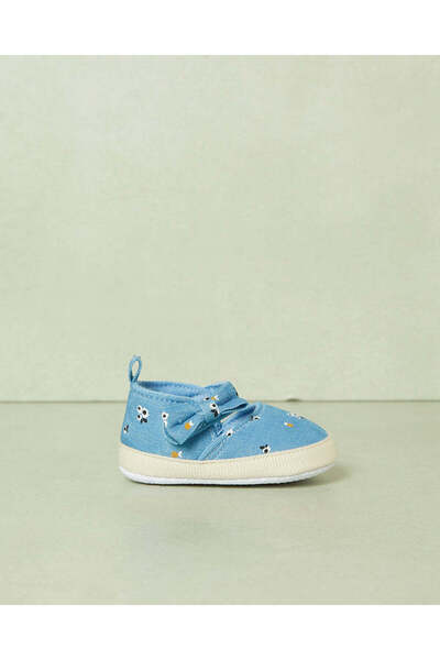 REDTAG Baby Blue Denim Printed Pram Shoes