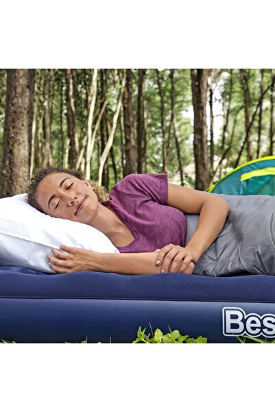 CED AUTO TRADE Saltea gonflabila - single, velour - albastru - 185 x 76 x 22 cm