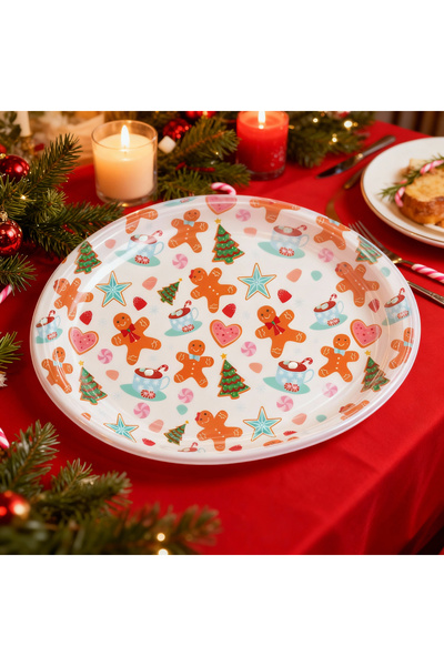 OEM Tavita decorativa – plastic – 36 x 26 cm – model cu prajiturele si brad