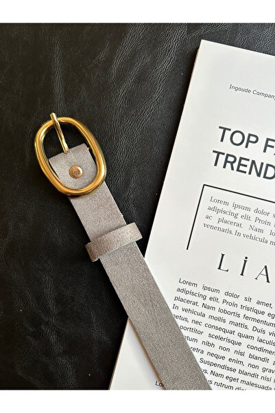 LİA KEMER Desire Ring Patterned Suede Women's Gold Buckle Belt Jacket Belt Dress Belt Trouser Belt