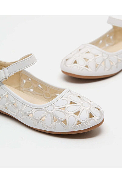 REDTAG Girls White Laser-Cut Ballerina