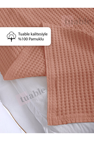 Tuable Waffle Brown Pike Double Size 220X240Cm 100% Cotton Soft Pike