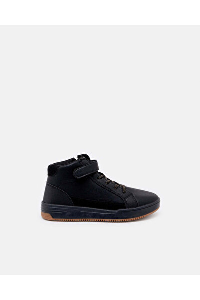 REDTAG Senior Boys Black High Top Sneakers