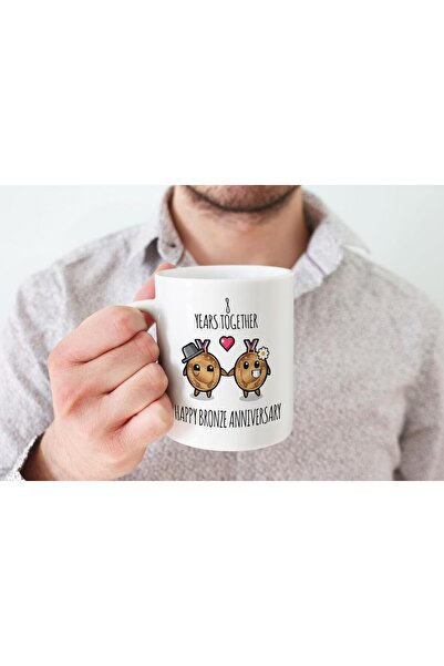 NASAQ Stuff4 8th Anniversary Gift Mug for Men & Women – '8 Years Together' Ceramic Coffee Mug 11oz
