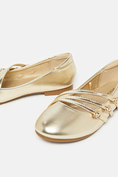 REDTAG Senior Girls Gold Strap Ballerina