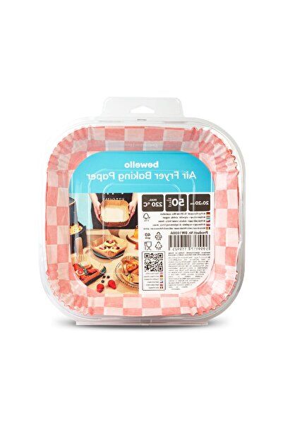 CED AUTO TRADE Baking Paper for Air Fryer - Checkered Pattern, Square, 20 x 20 cm - 50 Pieces/Pack