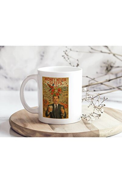 Beramussa كوب مطبوع عليه عبارة 'المال لا ينام' - تصميم فيلم الأسطورة الكلاسيك...