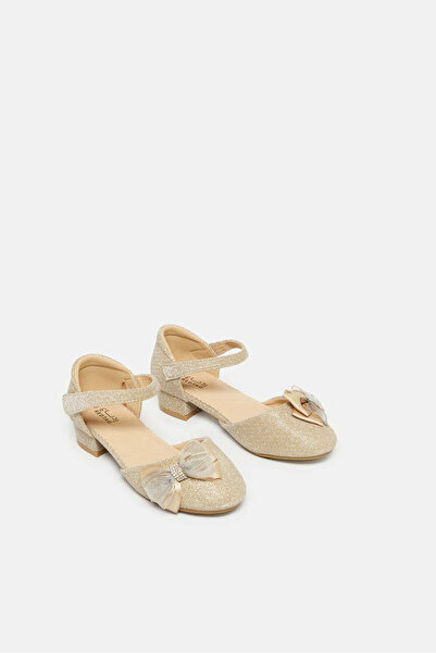 REDTAG Senior Girls Gold Glitter Heel Sandals