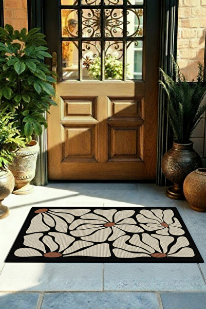 Etnik Dekor Digital Printing Door Mat Large Daisy Pattern