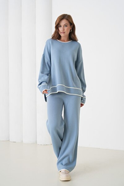 Noi Belis Basic Oversized Crew Neck Knitwear Bottom-Top Set Aw25Au0031