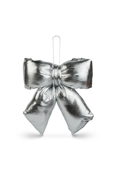CED AUTO TRADE Bow decoration – sparkling silver – 21 x 19 cm – polyester