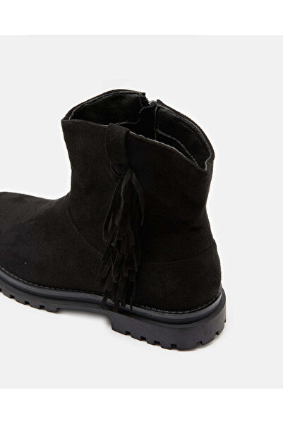 REDTAG Senior Girls Black Fringe Ankle Boot