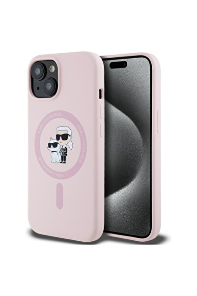 Karl Lagerfeld Carcasă pentru iPhone 15 Plus, silicon MagSafe, roz