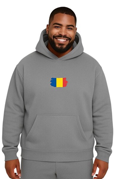 BENROMA سويت شيرت مطبوع عليه رومانيا مقاس كبير للجنسين