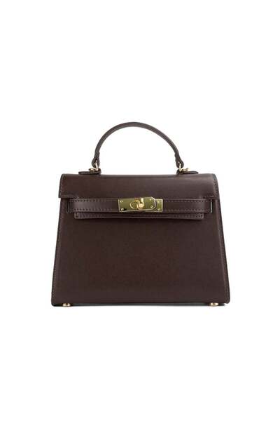 Posete Fagaras Thea Slim Mini Leather Purse - Brown - Dark, 1 Compartment, 1 Pocket, Adjustable Strap max 122 cm