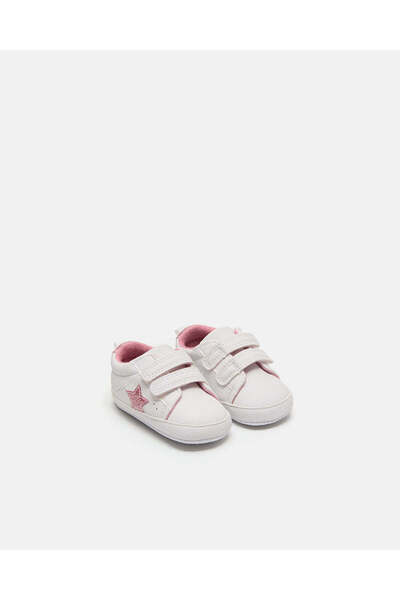 REDTAG Baby White Star Patch Pram Shoes