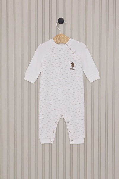 Budi U.S. Polo Baby Boy Long Sleeve Jumpsuit Without Booties Usb2025 Cream