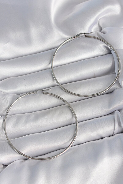 Acousticworld 316 Steel Silver Color 63 mm Ring Model Women's Earrings