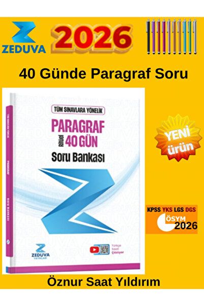 Ens Yayıncılık Zeduva 2026 TYT-AYT-KPSS-DGS-ALES Paragraf Rütüel Soru Bankası 40 Günde Hazırla+Kalem
