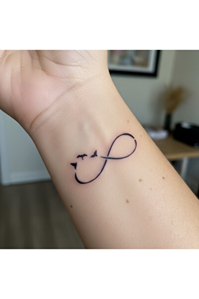 Lavmi Sonsuzluk Kuşları Geçici Dövme Kalıbı - 5x1.5 cm (Kına ve Fırça Dahildir)