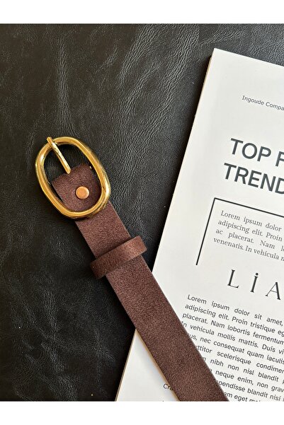 LİA KEMER Desire Ring Patterned Suede Women's Gold Buckle Belt Jacket Belt Dress Belt Trouser Belt