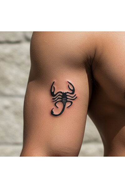 Lavmi Çöl Akrep Tattoo Geçici Dövme Şablonları Kına Kalıpları - 3 x 4 cm (Kına ve Fırça Dahildir)