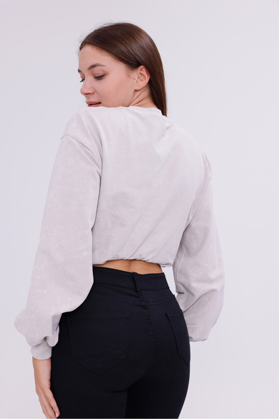 happinice Bel Lastik Crop Sweat