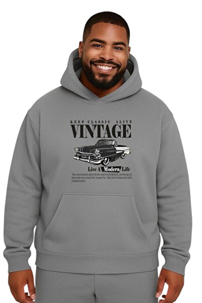 BENROMA SWEATSHIRT UNISEX MĂRIME MARE CU IMPRIMARE VINTAGE