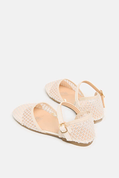 REDTAG Girls Ivory Diamante Ballerina