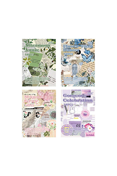 hediyeofisi Vintage 24 Sheets Sticker Book – Retro Sticker Notebook for Bullet Journal and Daily Planner