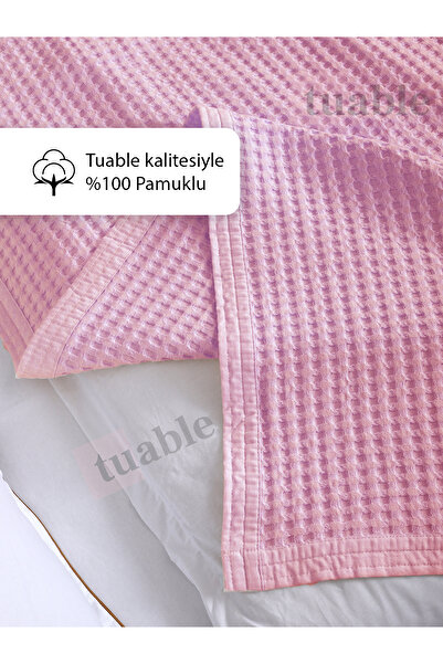 Tuable Waffle Pudra Pike Double Size 220X240Cm 100% Cotton Soft Pike