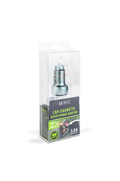 OEM Adaptor bricheta auto cu tip C PD si priza USB, incarcare rapida - afisaj de tensiune - 48W