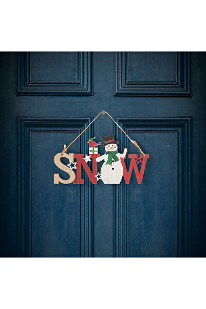 Alista Home Decor de Craciun din lemn - om de zapada - cu agatatoare - 17 x 9 cm