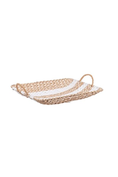 Bizzotto Woven Heaving White Tray 38 x 28 –