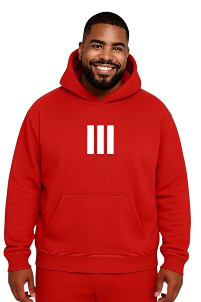 BENROMA 3 Line Printed Large Size Unisex Sweatshirt