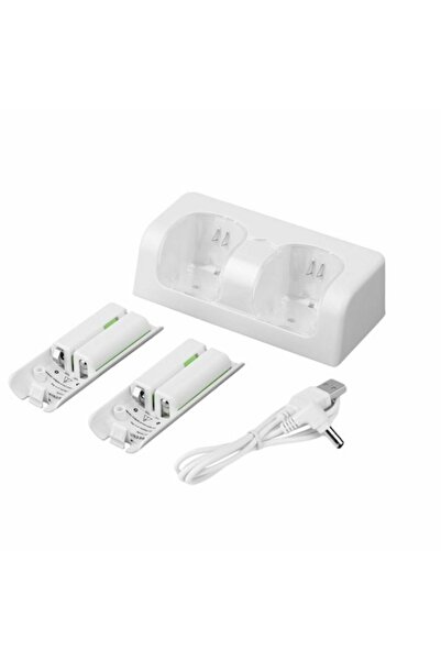 Dobe Dual Charging Stand for Wii Remote Controllers + Batteries - White