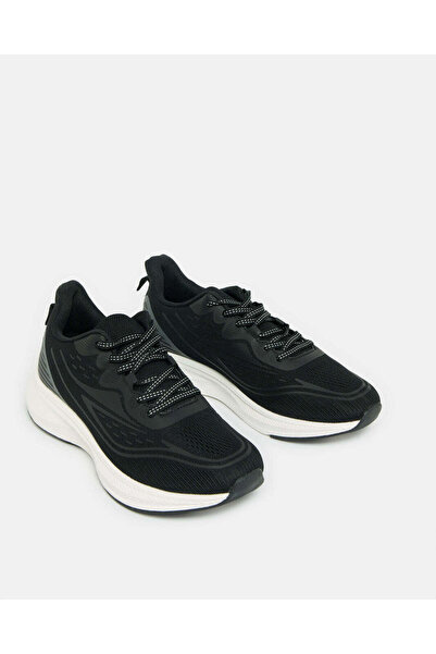 REDTAG Men Black Material Block Sneakers